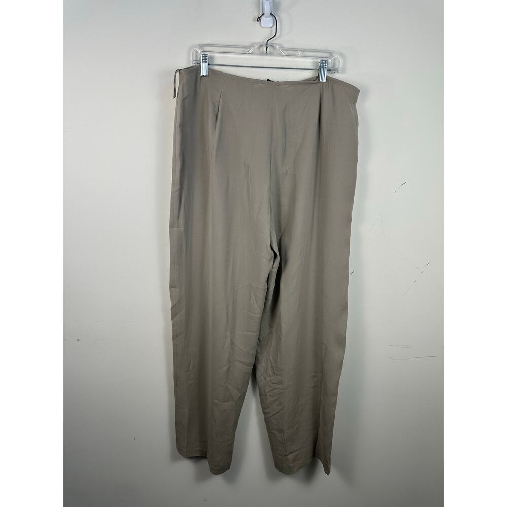 Eileen Fisher Wide Leg Pants Women XL Stone Silk Georgette NWT 15GS-P143 Luxe - Picture 2 of 7